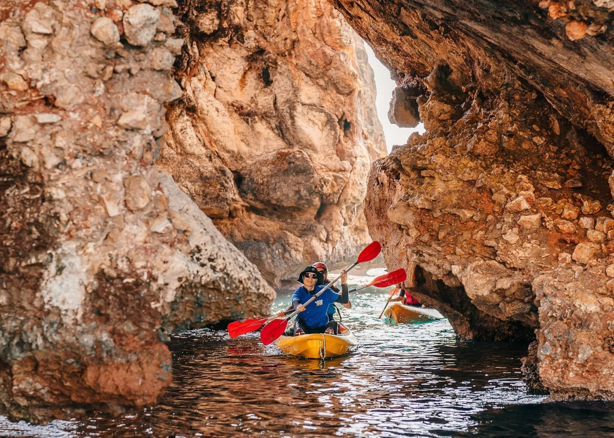Navigating along the rocky coast