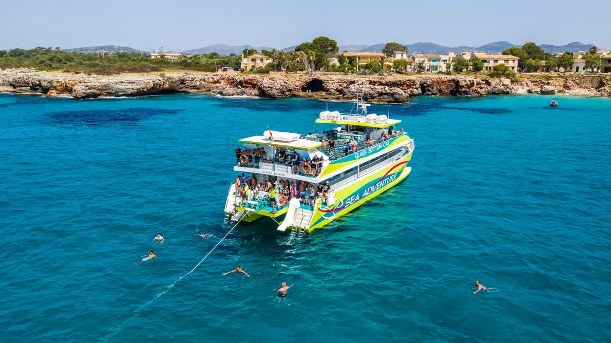 Swimming stop in crystal-clear waters