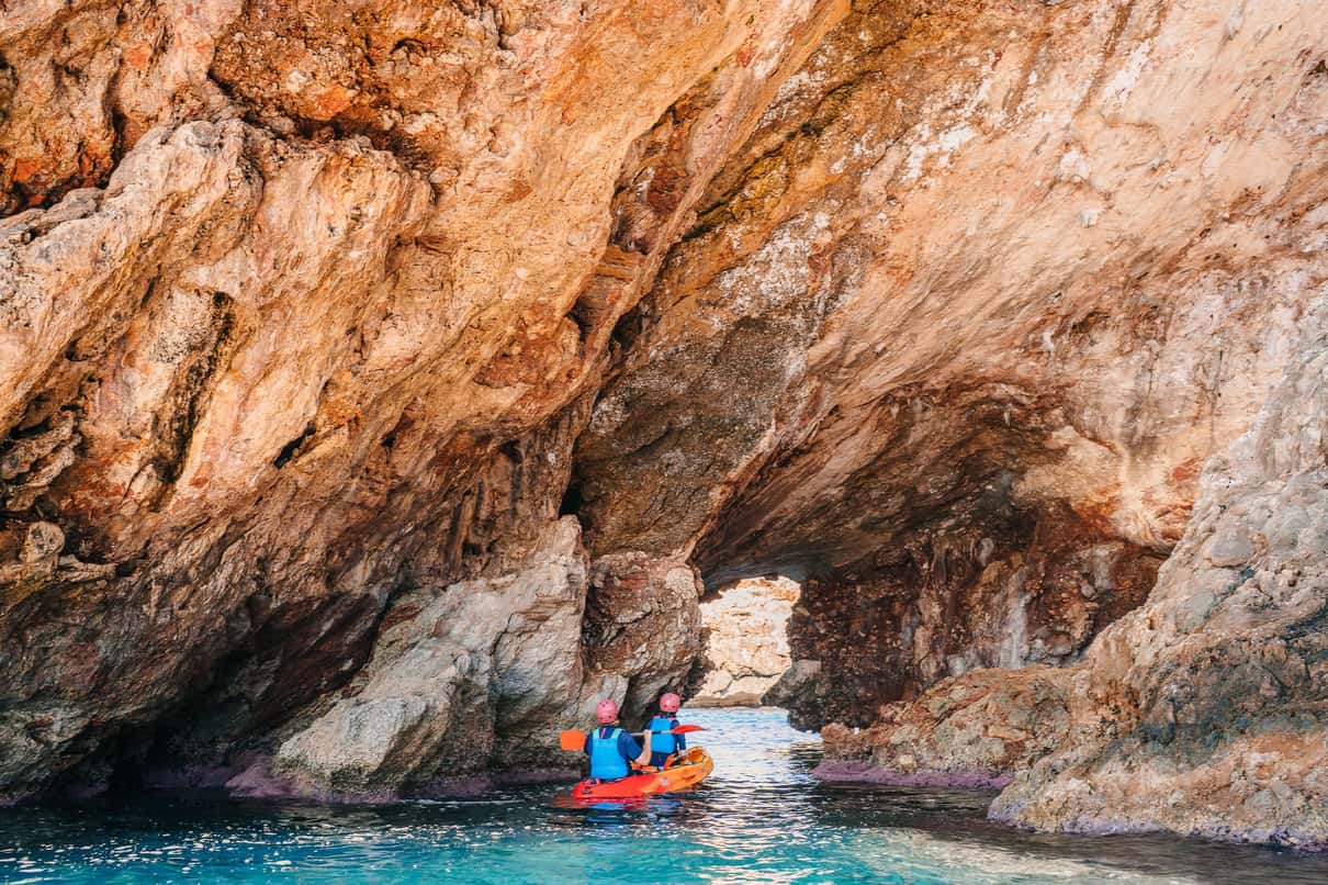 Sunset kayaking along the east coast of Mallorca